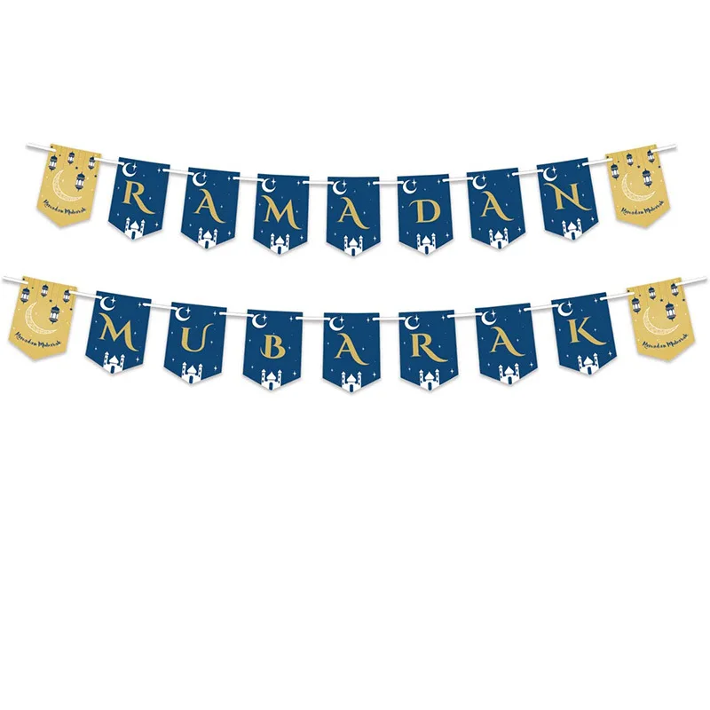 2022 New Paper Ramadan Kareem Banner Ramadan Mubarak Banner Ramadan Kareem Decoration Muslim Party Supplies