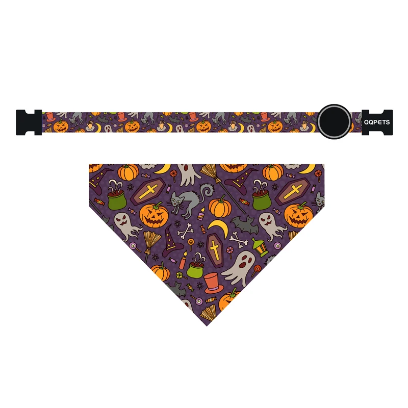 Custom Printed Polyester concise Dog Christmas Bandana Collar Wholesale