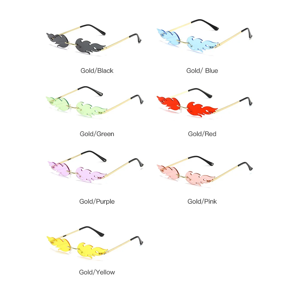 Новый стиль, персонализированные Солнцезащитные очки без оправы с обрезанными краями, огненные цветные солнцезащитные очки для вечеринки в океане