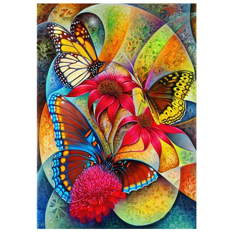 Factory wholesale home decoration painting abstract art flower butterfly DIY 5D diamond painting