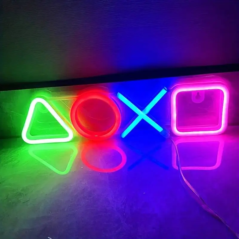 1pc PS Game Symbol Shape Neon Sign, PS Game Chart Lamp Battery/USB Power Supply, Used For Table And Wall Decoration Lights,
