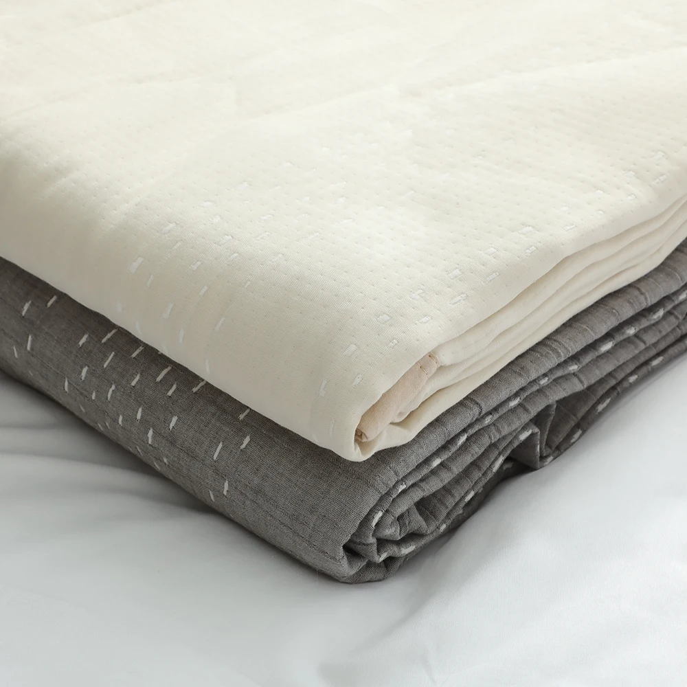 beige vertical stripe satin trim clementine twin size bed couch blanket fiesta cool cotton all season