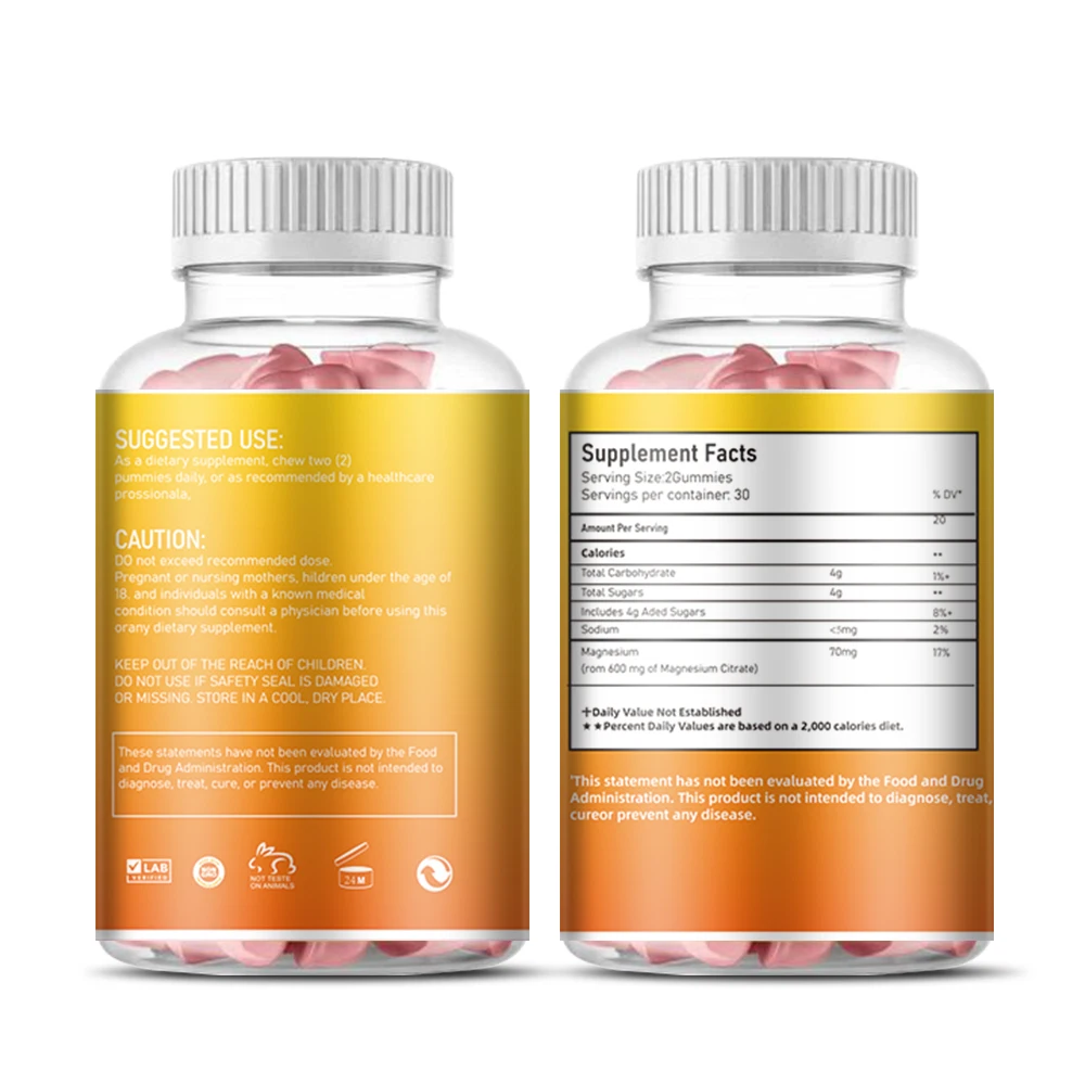 Natural Flavor Gummy Supplement Magnesium Citrate Gummies for Promotes Healthy Relaxation