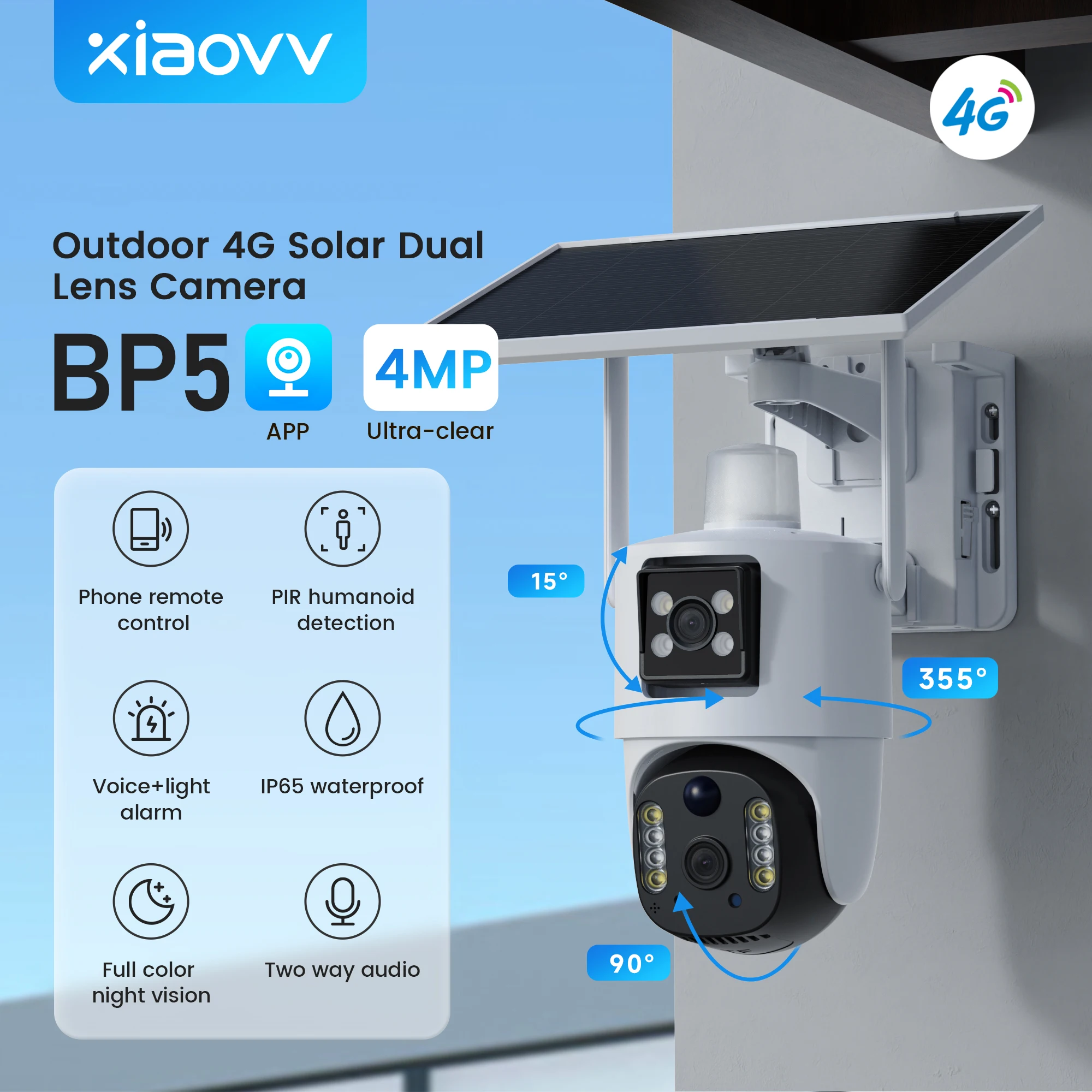 Origin factory 4MP V380 Outdoor Dual Lens Human Detection Camera System Waterproof Network CCTV Bullet & PTZ Wifi Camera