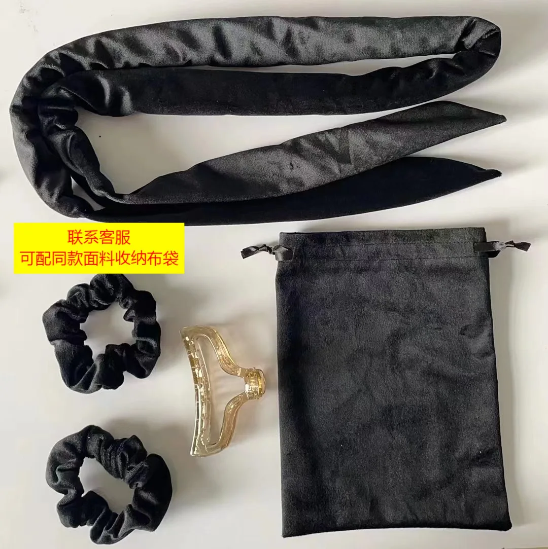 1.6 m Soft Velvet Curling Rod Headband Heatless hair Curler overnight Sleep No Heat Wave Curls Hair Roller with Scrunchies Clips