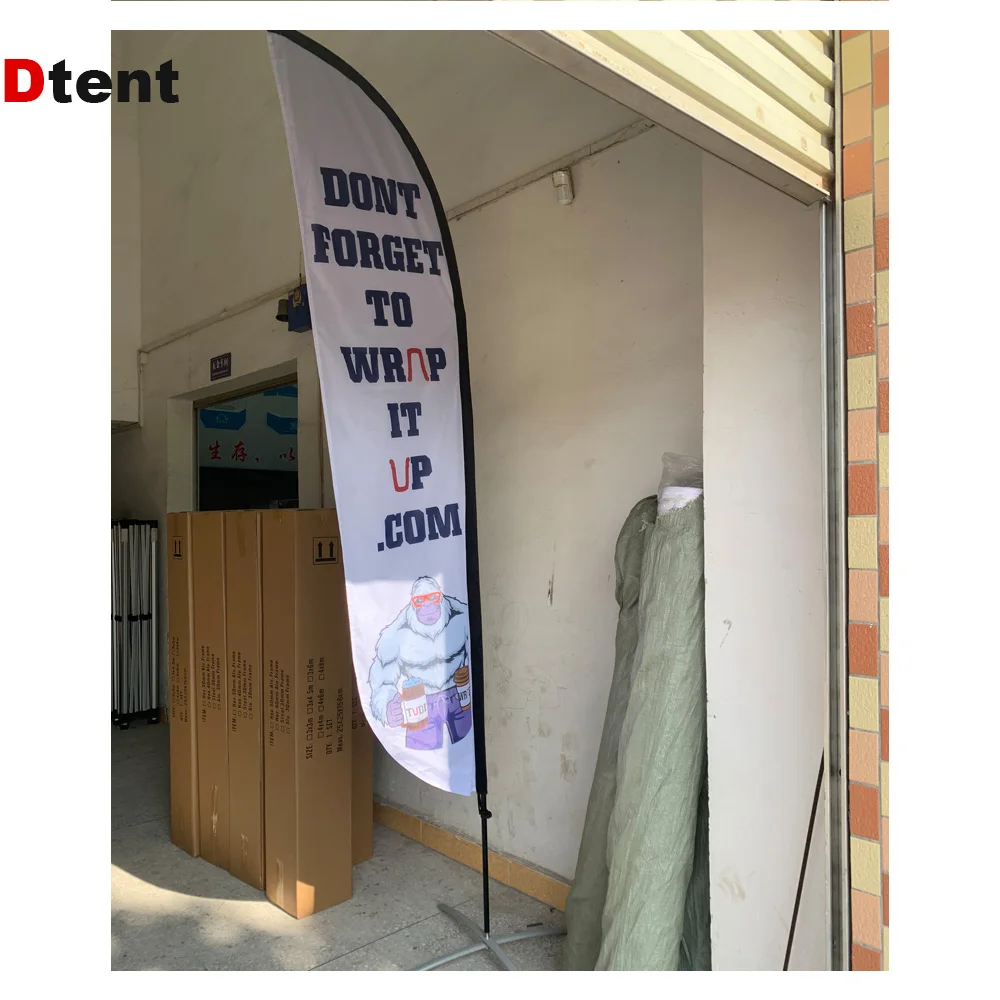2023 Custom Logo Outdoor Beach Flags Banners With Flag Pole Advertising Teardrop Flying Knife Feather Rectangular Flag Portable