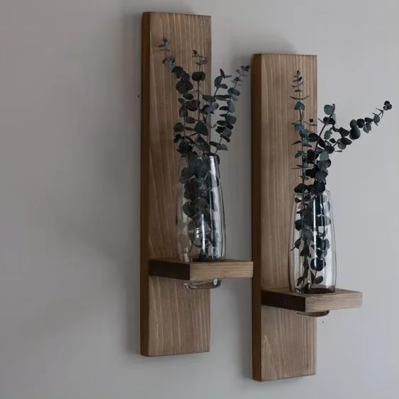 JUNJI Wood Wall Plant Rack and  Flower Decor Indoor  Plant Rack for Indoor Small Hanging Plant Stand