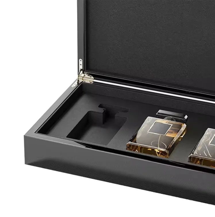 Luxury Custom Black MDF Wooden Box for Perfume Packaging High Quality Gift Box  Packaging gift perfume bottle with box
