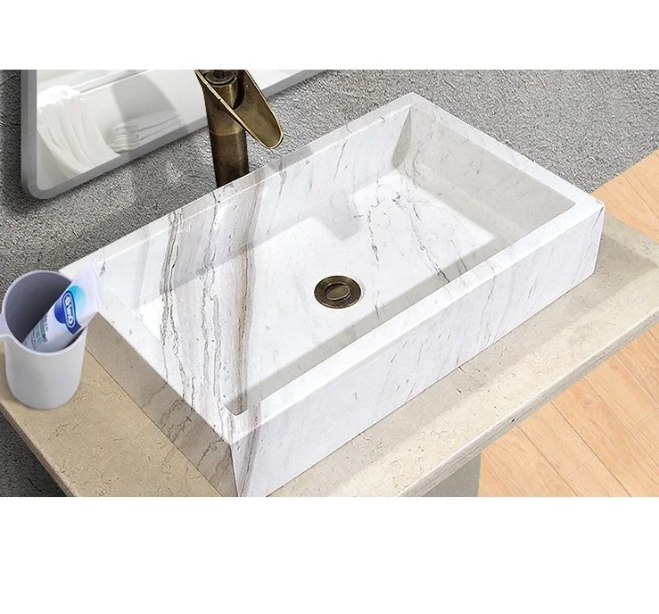 luxury modern white square marble sink volakas white stone bathroom sink toilet sink