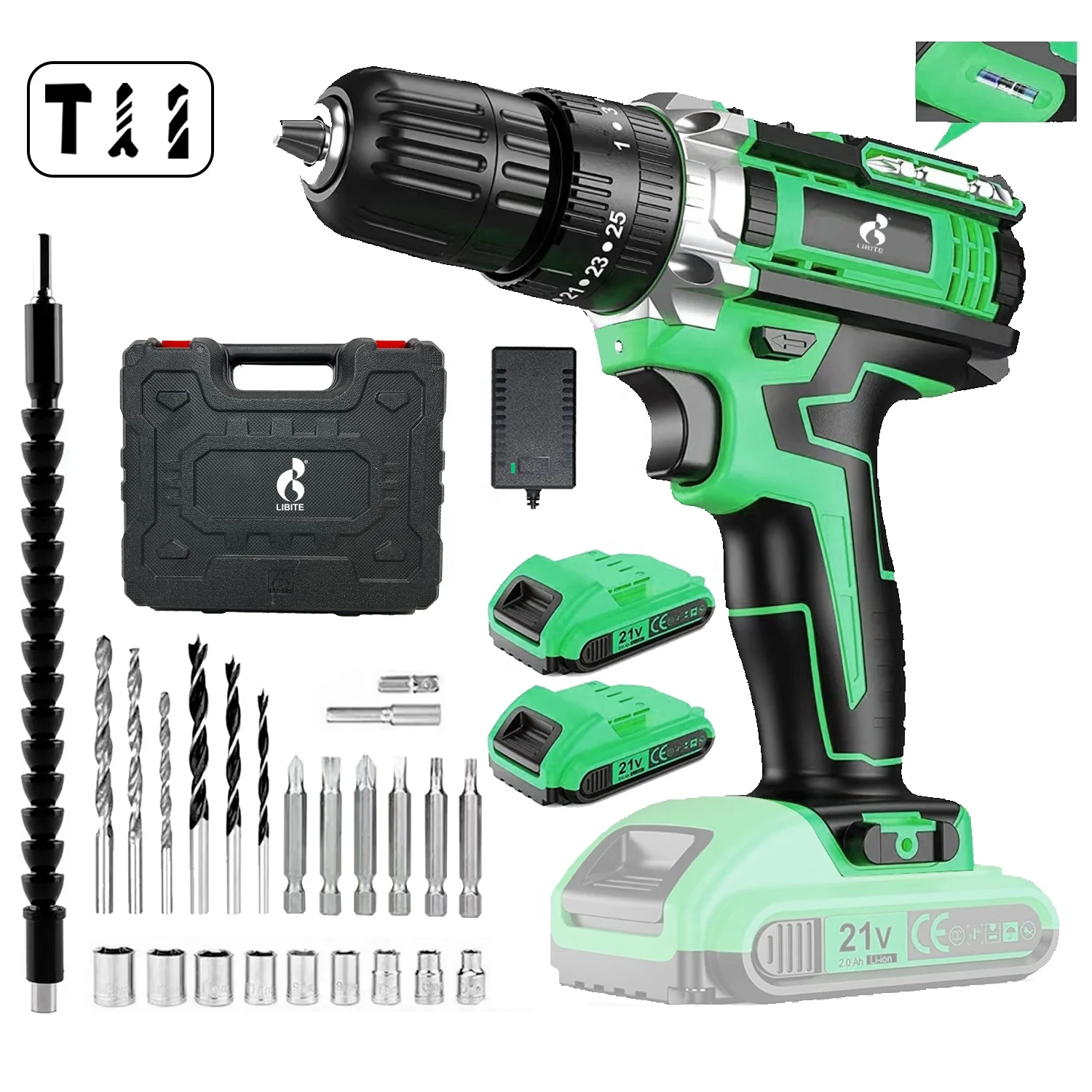 Libite 20V Electric Tool Set Cordless Drilling Machine with Two battery Power Drill with New Style and Technology