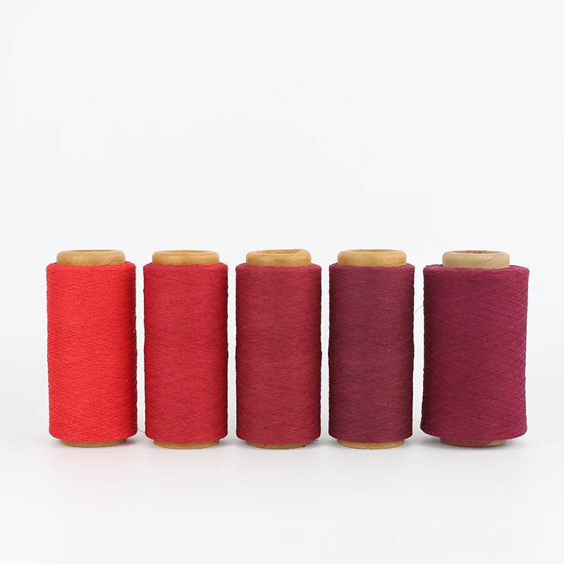 Excellent Colors Recycle cotton polyester blend yarn for socks women plain knitting yarn