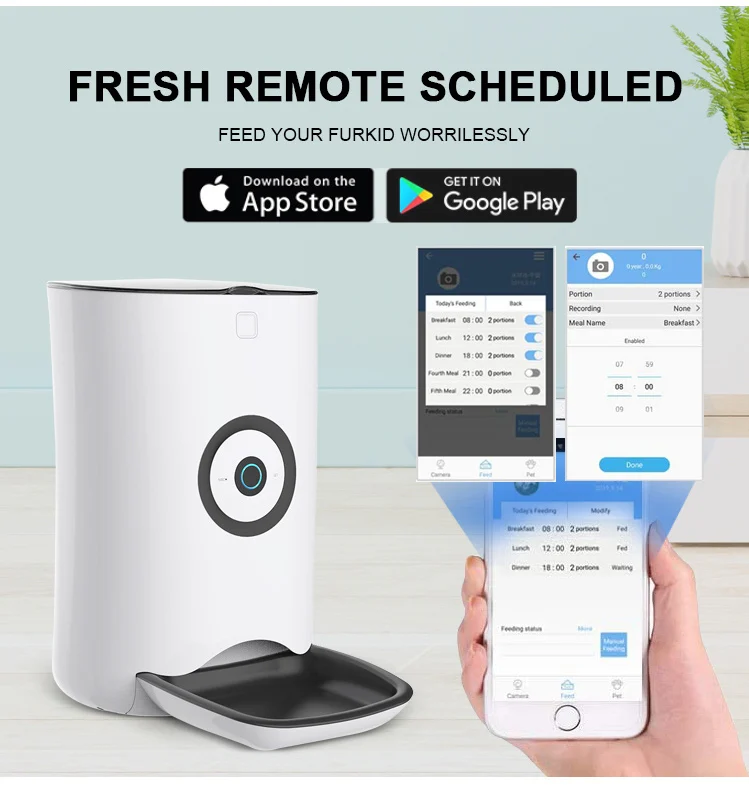 Автоматическая миска для кормления домашних животных с таймером 6 л Wi-Fi