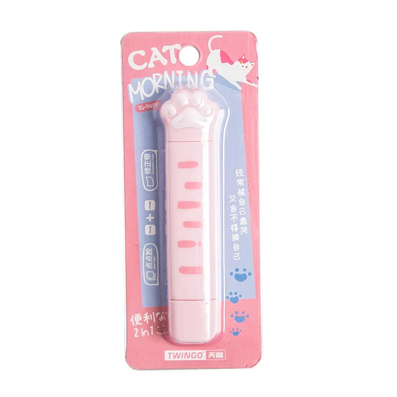 2 in1 double sided adhesive kawaii cat paw roller correction tape