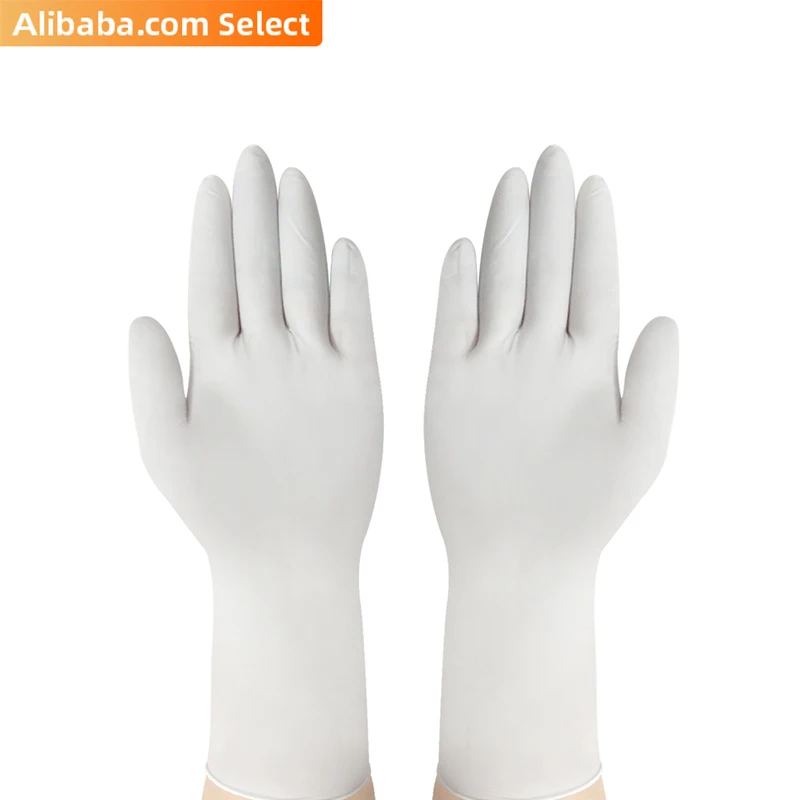 Custom 12inch 4mil disposable household industrial food powder free safety nitrile white gloves