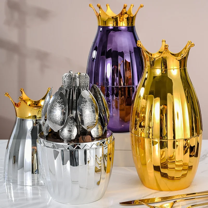 Top Seller 24-piece Stainless Steel Spoon Fork Knife Set With Handle Pattern Luxury Diamond Type Lattice Egg Shape Package