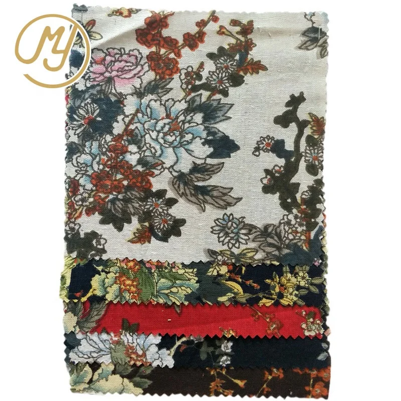 
150gsm Stock Wholesale Colorful Flower Printed Floral Fabric Cotton Like Linen 