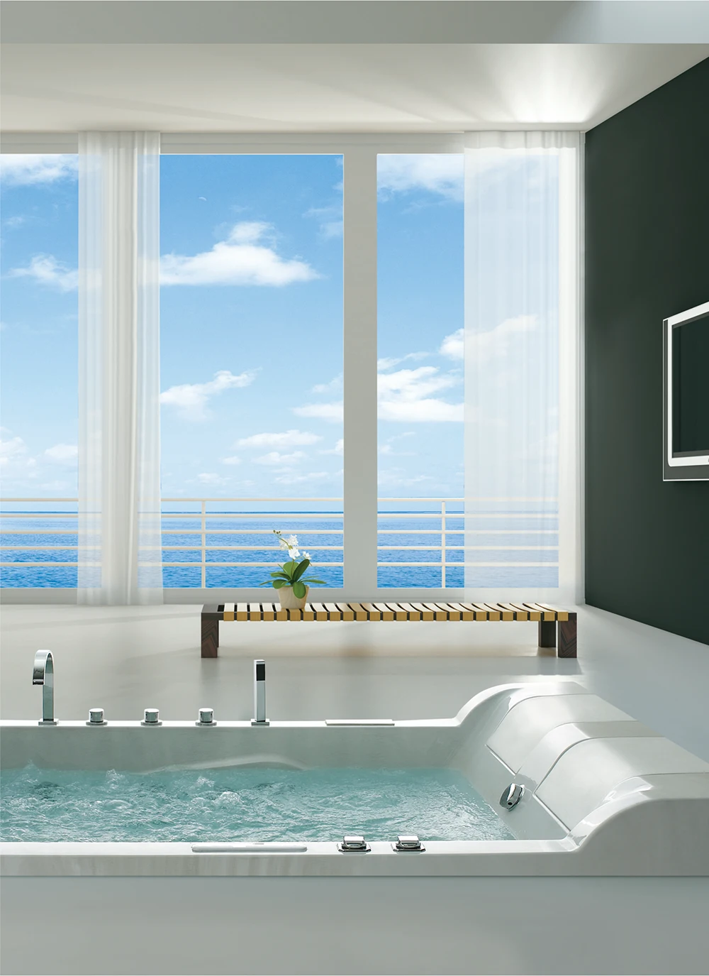 Modern Bath Freestanding  Hot & Cold Faucet  Bathtub Mixer FaucetsTaps