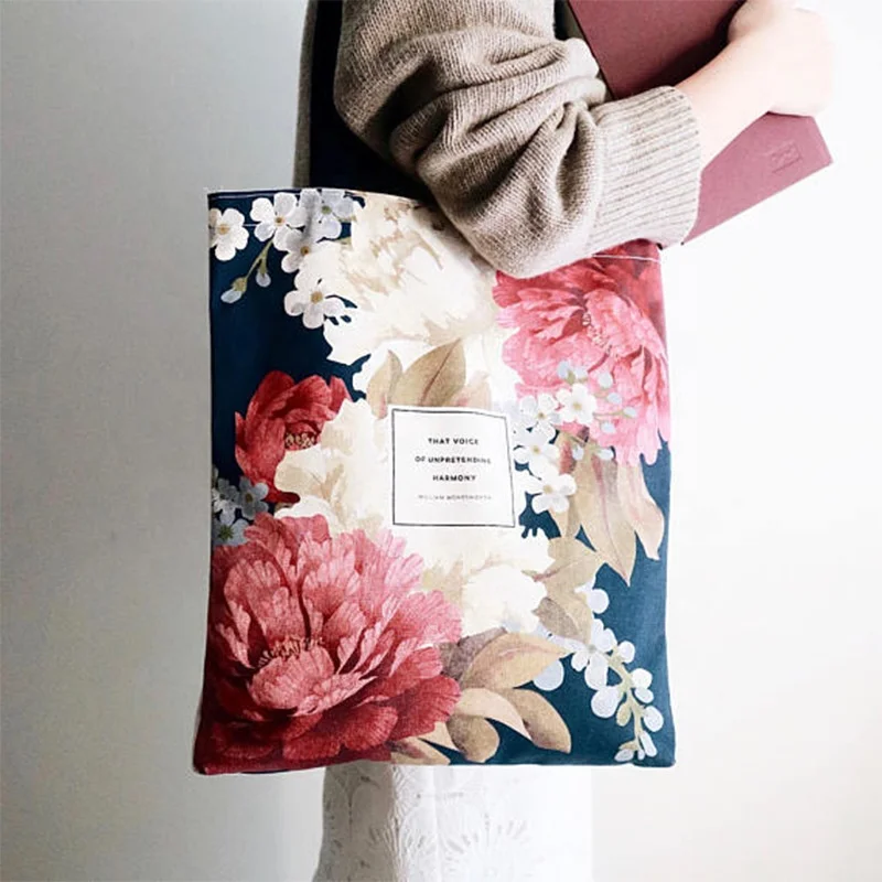 
Byleading Canvas Bag Zipper Cotton Shopping Bag 