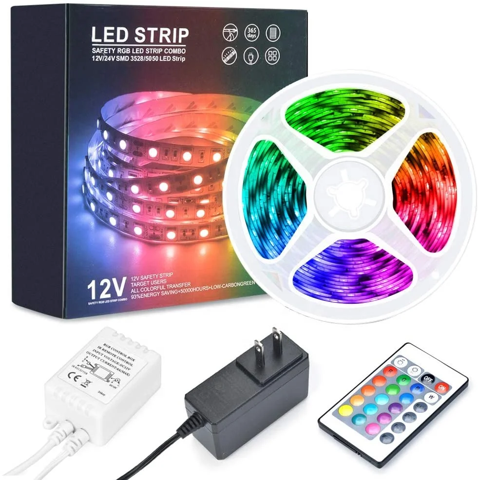 2835 5050 DC12V Гибкая RGB ТВ ПОДСВЕТКА комплект IP65 водонепроницаемый 5 м Светодиодные полосы света с ИК-пульт дистанционного управления 24-мя