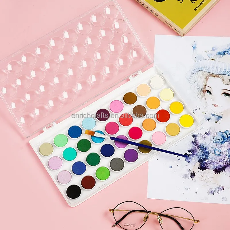 12 21 28 36 48 Colors Washable Watercolor Paint Set with  Brushes  Non-toxic Paints Sets for Kids Adults Beginners Artists