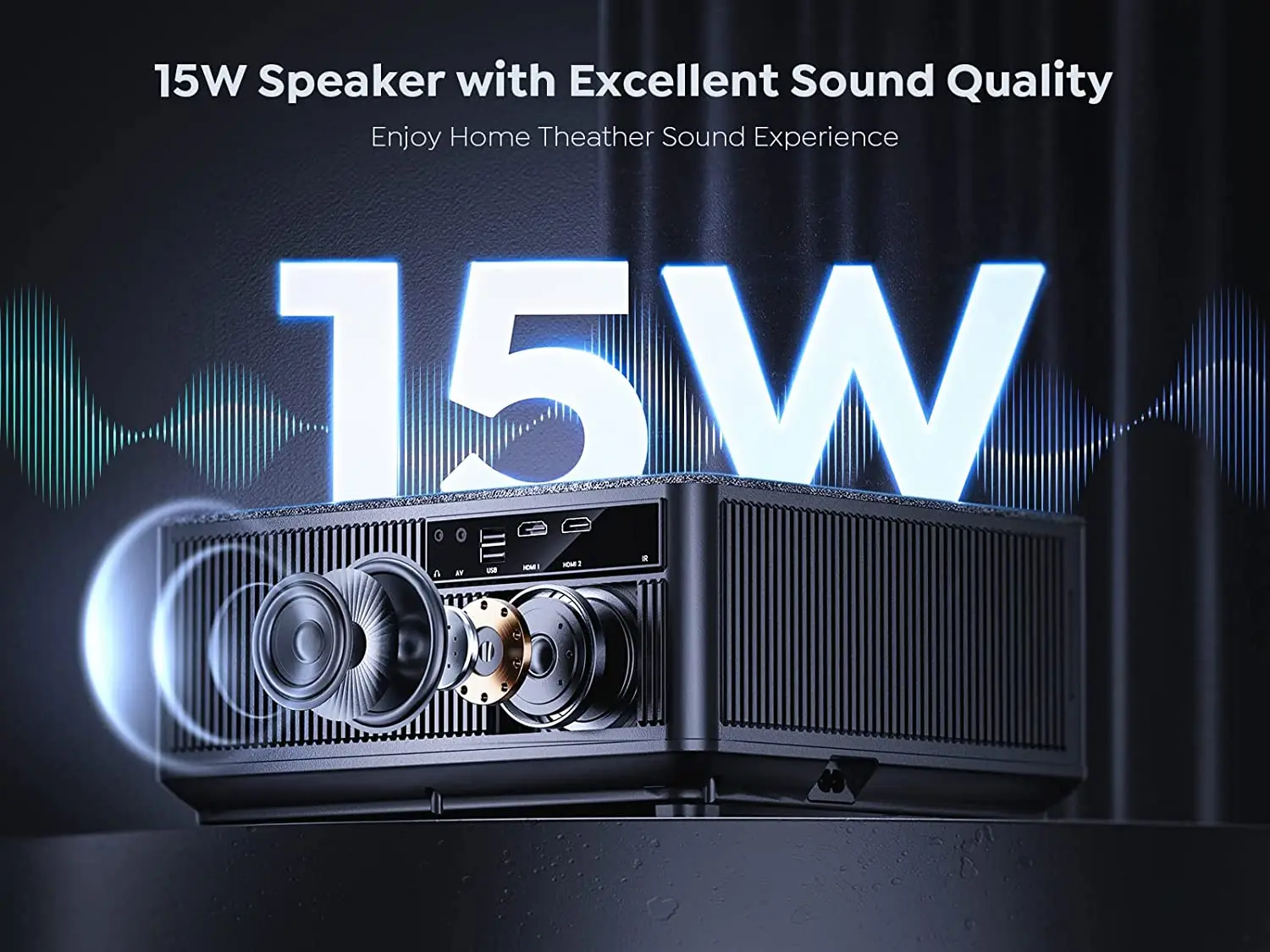 YABER K1  Home Theater Projector 650 ANSI Ultra Bright with  1080P Resolution 4k Support Movie Projector with WIFI and Bluetooth