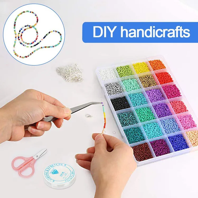 8800+pcs 4mm 12/0 48 Colors Glass Seed Beads Charms Bracelet Jewelry Making Beads Kit Gifts