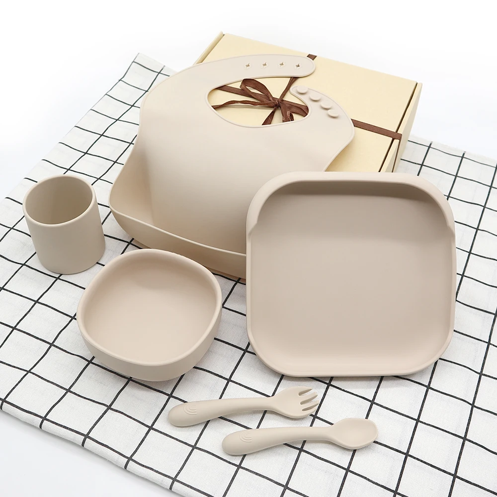 Factory Custom Food Grade BPA Free Children kids Led Weaning Bowl Suction Baby Plate Set Silicone