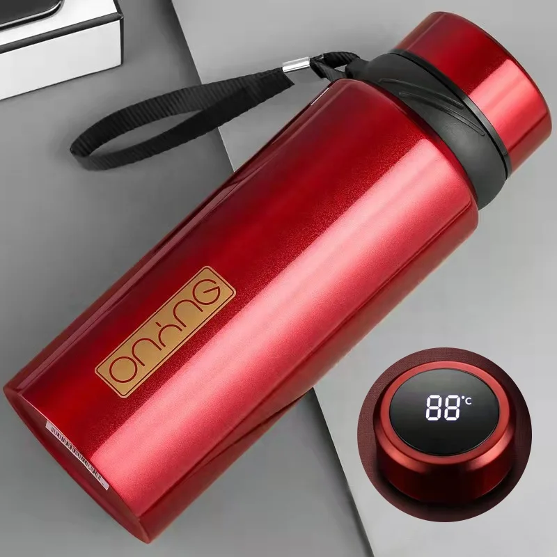 RTS Black Luxury Digital Temperature Display Smart Water Bottle Tea Infuser Stainless Steel Vacuum Flask Thermo With Custom Logo