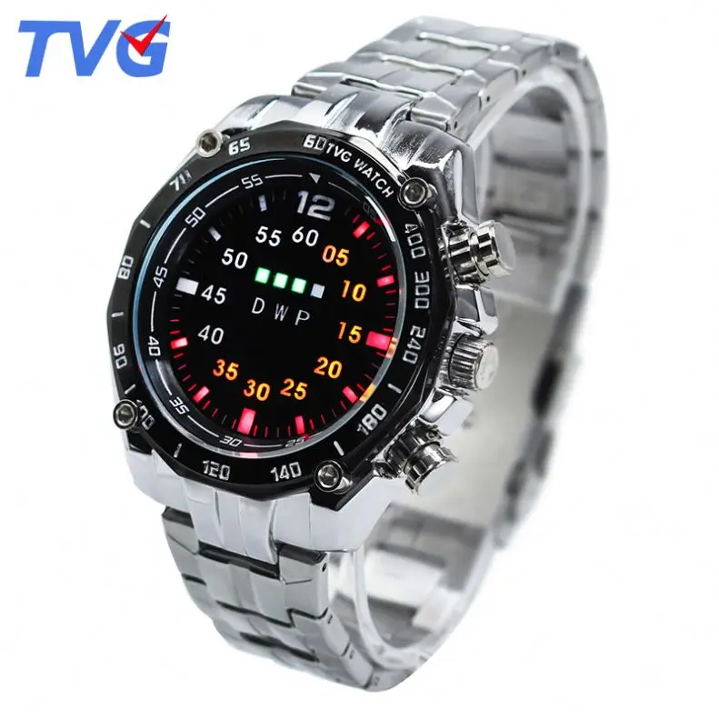 TVG 3101 New LED Male Digital Watch  Cool Fashion Creative Bling  Original Stainless Steel Electronic Digital WristWatch