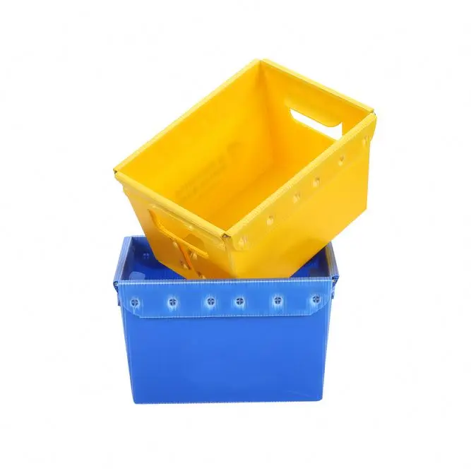 High Cushioning Compressive Strengt PP Hollow Sheet Boxes Packaging Supplies Customised Plastic Box Packaging With Handle