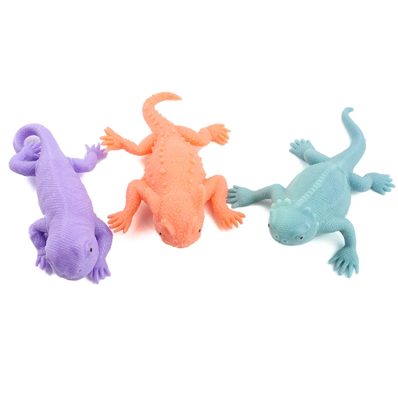 Mini Rubber TPR Super Stretchy With Learning Study Card Gift Bag Realistic Lizard Figure Bathtub Squishy Toy