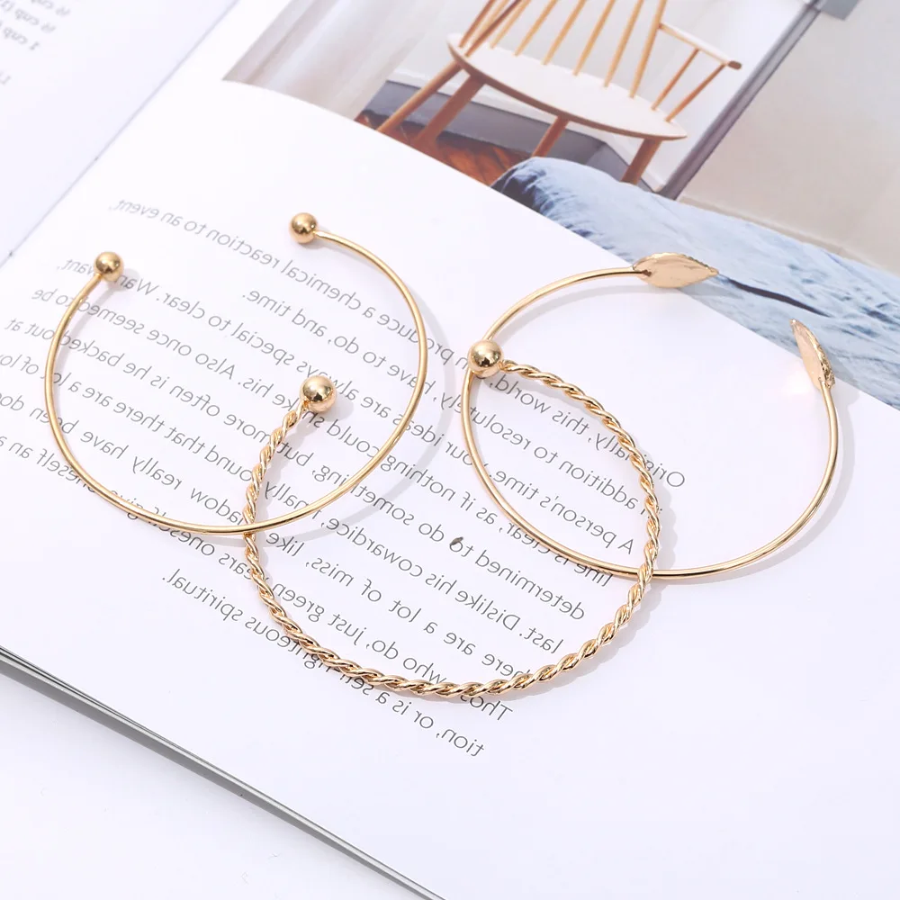 3pcs/set pink Jewelry  Gold Crystal ring  designer charm bracelets Expandable Wire Stainless Steel Bangle Bracelet