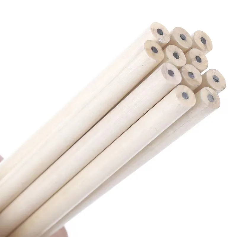 Custom Logo Nature wood color HB Pencil Round Shape With White Eraser