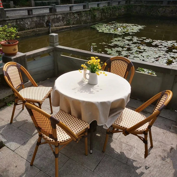 Stylish Aluminum Lounge Chair with Durable PE Rattan for Outdoor Garden Dining and Modern Bistro Terrace Use