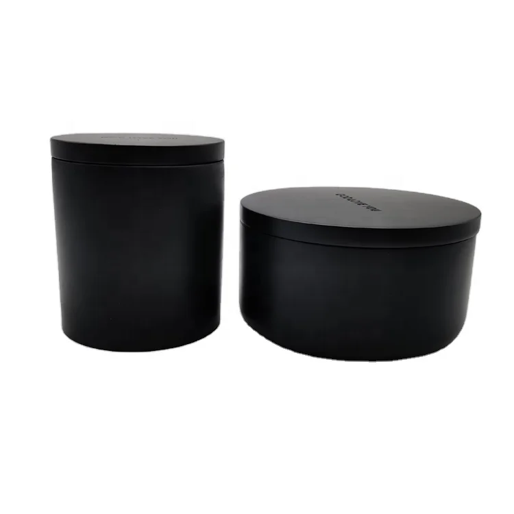 
Heat resistant empty Large black concrete candle jar with lid 