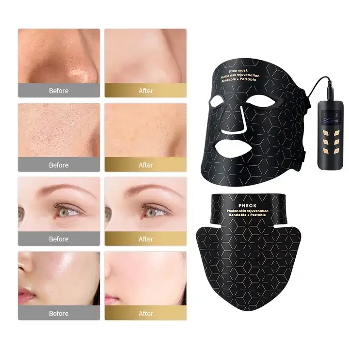 2024 Silicon Soft Bendable Silicone Skin Care LED Facial Mask With Neck Chest Treatment Beauty Home Use