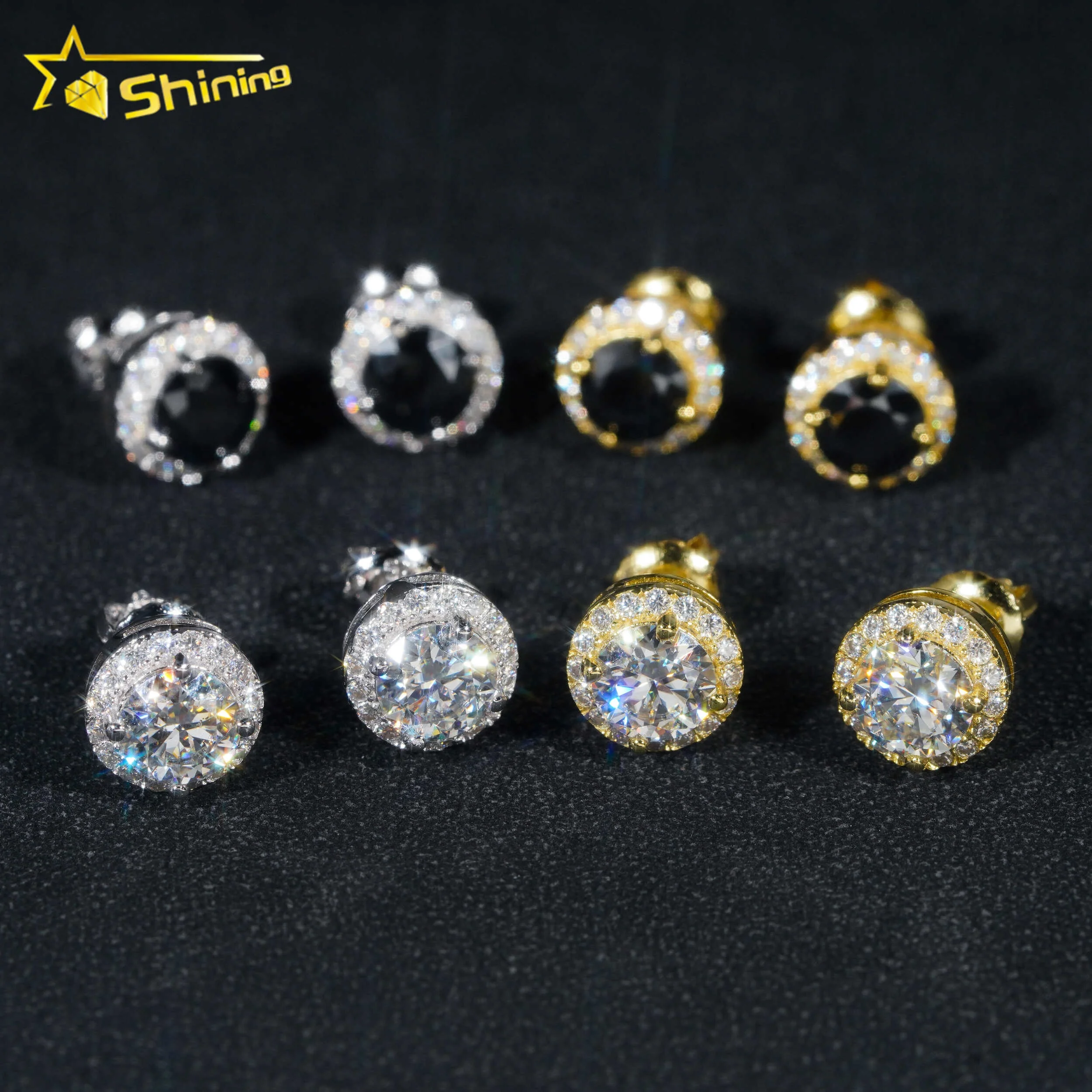 Ready To Ship Best Hot Selling Pass Diamond Tester Hip Hop Jewelry 925 Sterling Silver VVS Moissanite Stud Earrings 6mm
