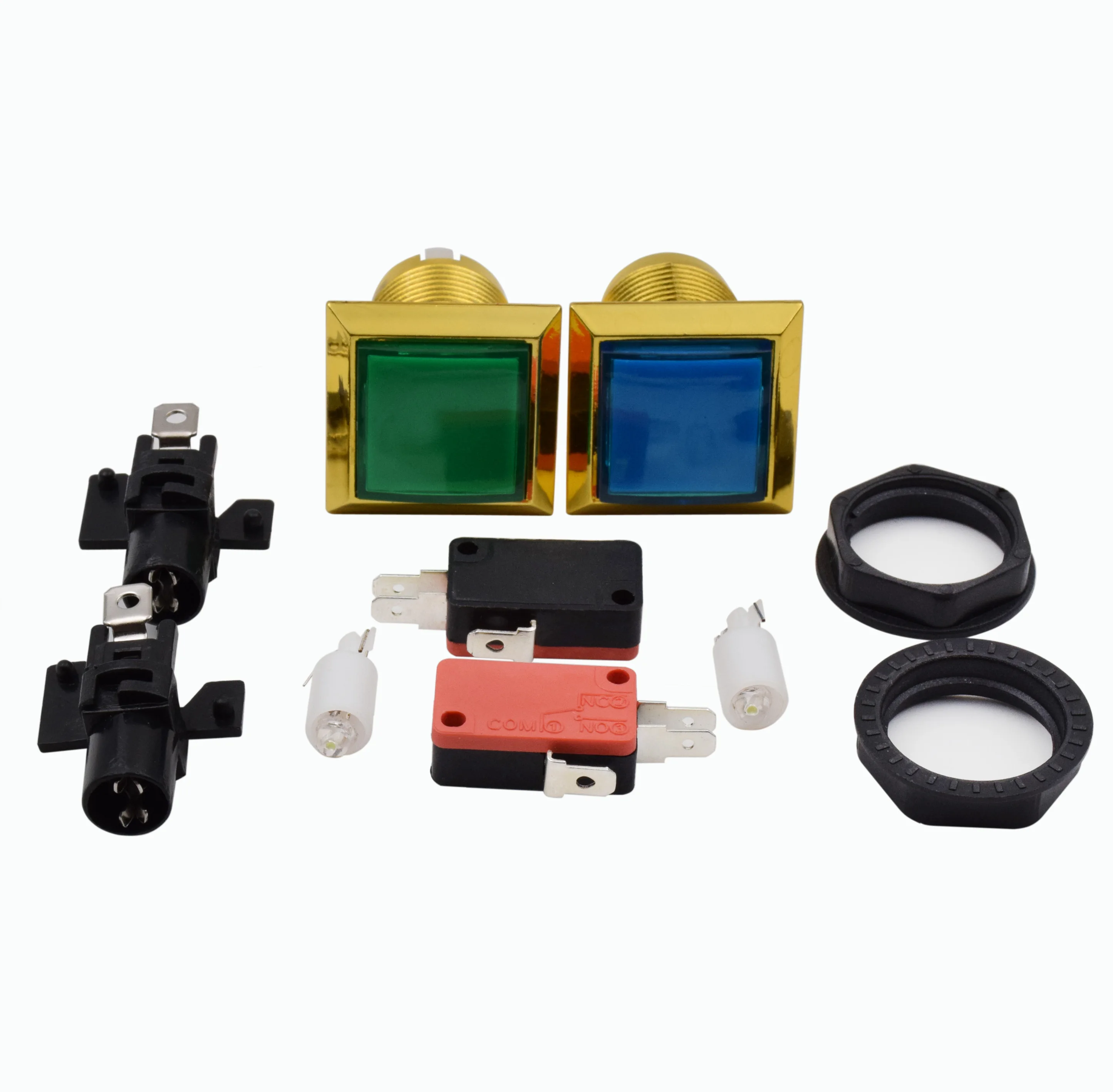 high quality game machine 32mmx32mm illuminated square gold plated push button switch