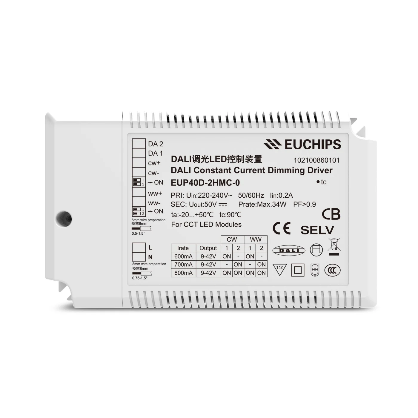40W Led Recessed Light Tunable white Led CCT Dimmable driver 2 channels output Dali DT8 light controller