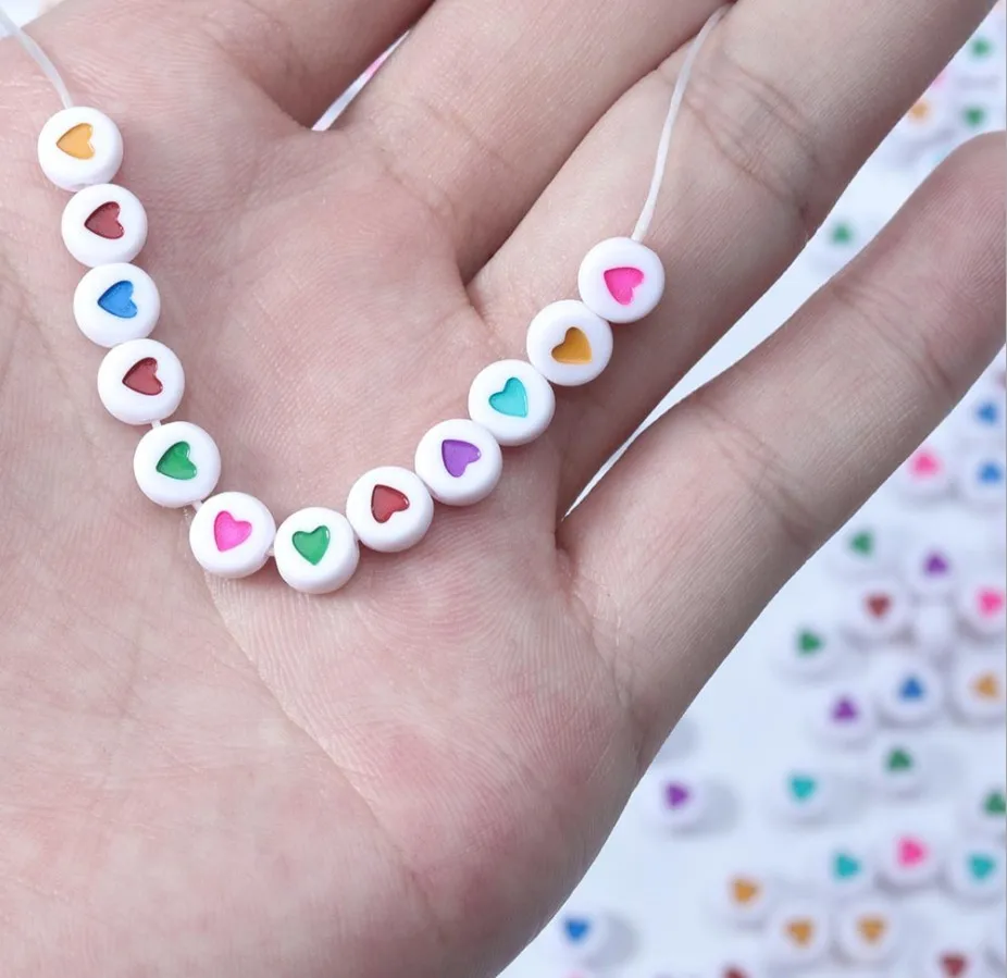100 stalks/pack round love handmade beads DIY semi-finished acrylic beads for jewelry making Diy