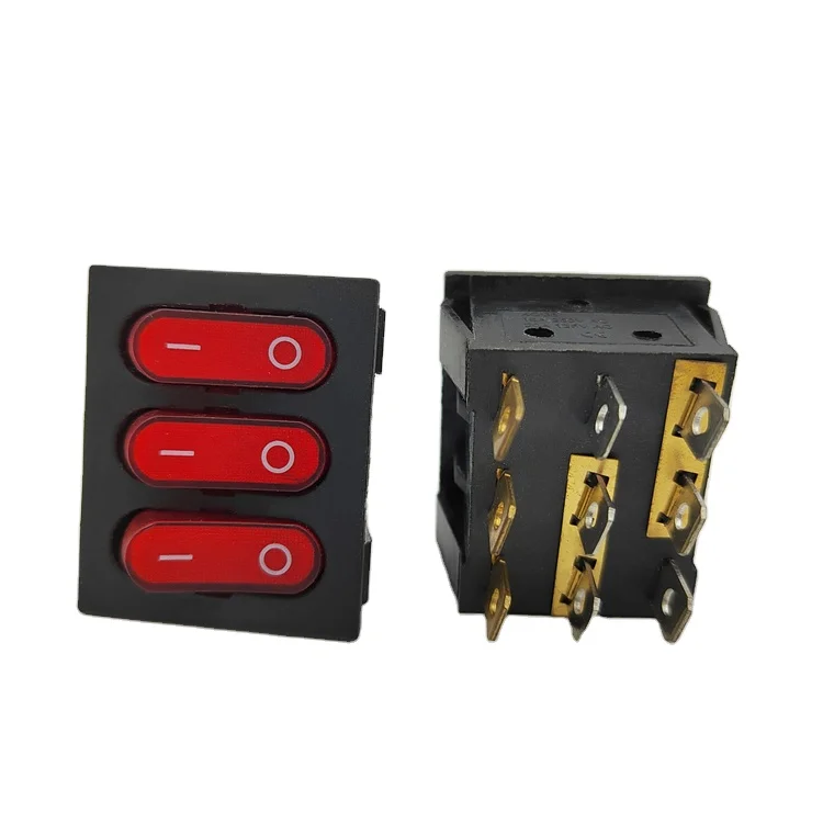 Three-Way with Light ON-OFF 9 Pin Power Switch 3 in 1 Combination Rocker Switch 15A/250V 20A/125V AC