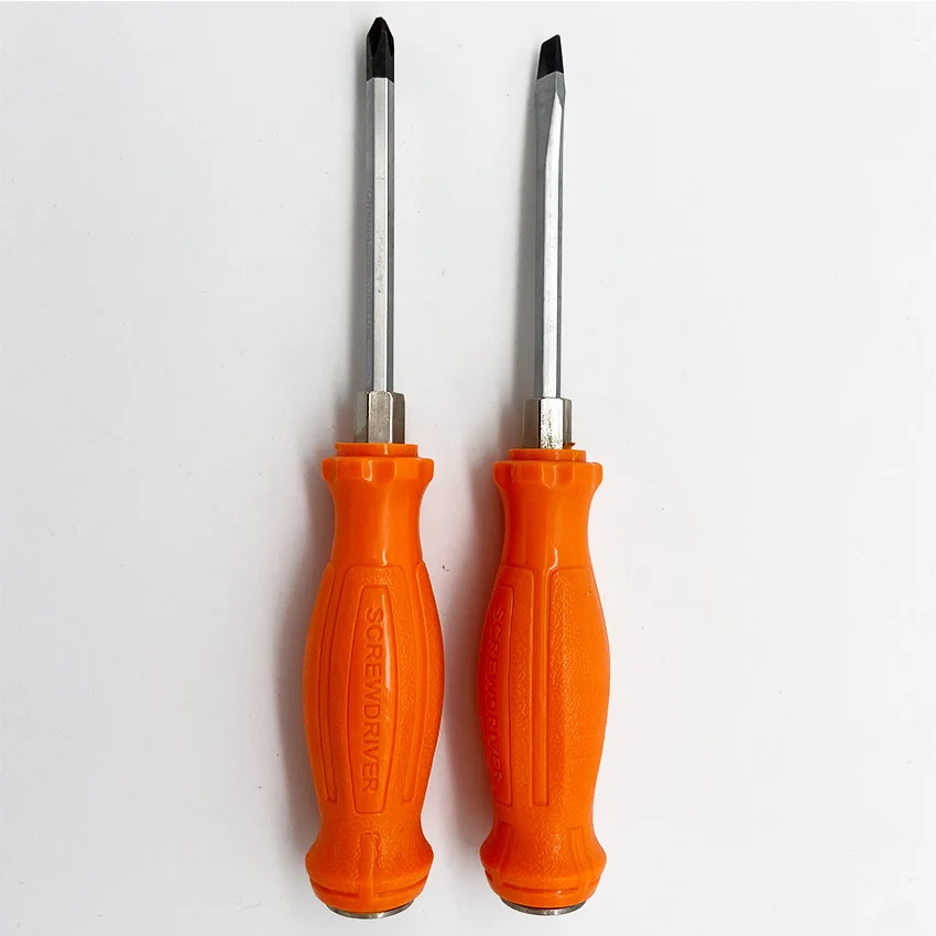 Orange PVC plastic Concave and convex  handle universal screwdriver tool Hardened mirror CRV high intensity magnetic screwdriver