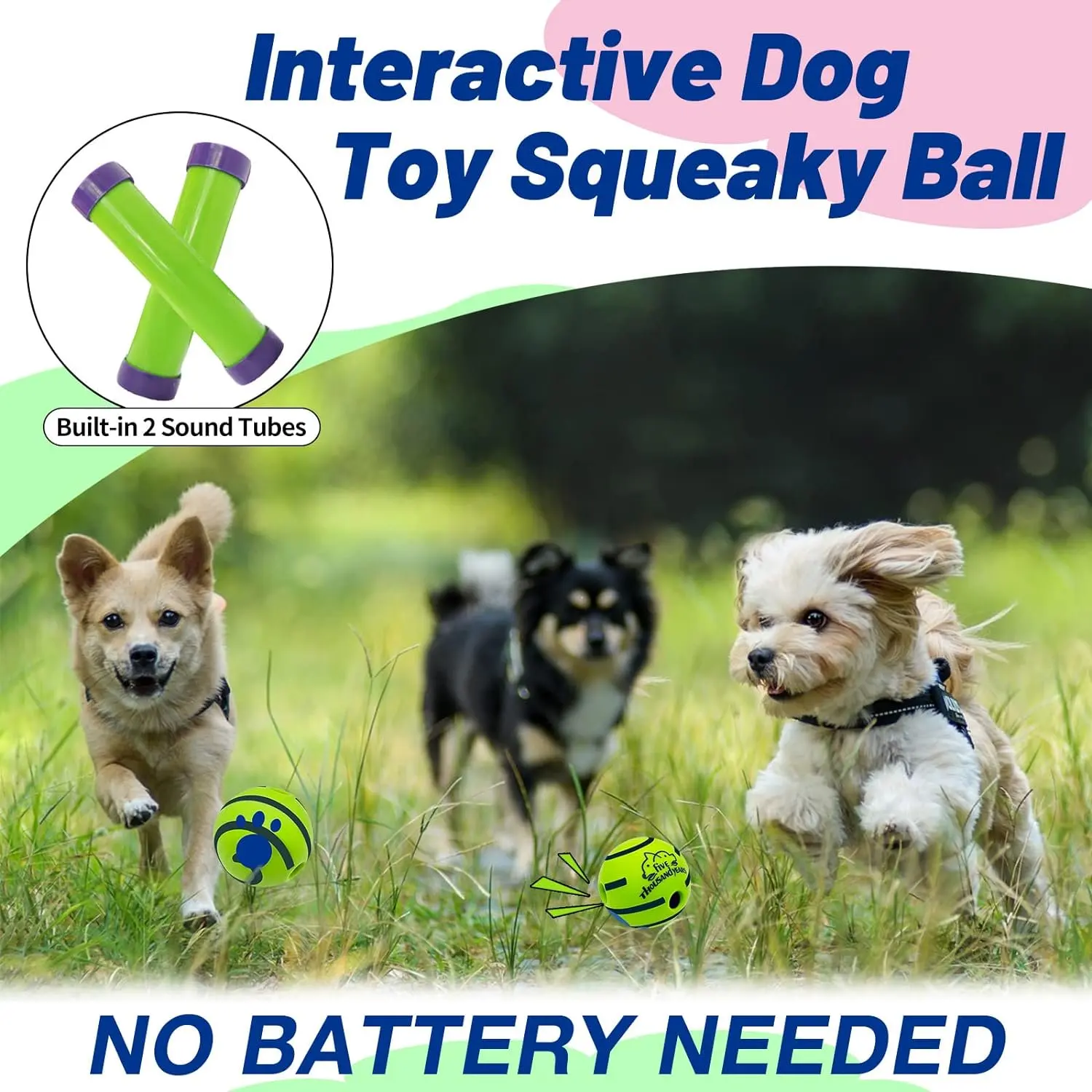 Factory Customization Wholesale PVC Durable Wobble Sound Dog Rolling Ball 8.8cm 11cm 14cm Pet Interactive dog Toy
