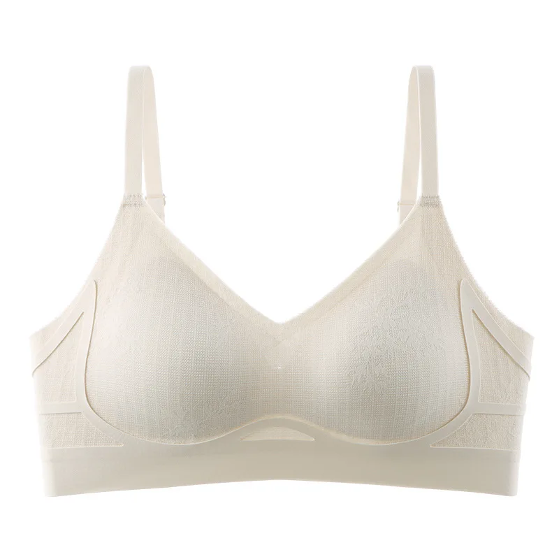 3D Water Drop Cup Push-Up Bras with Sexy Contrast Color Lace Soft Support Wireless Thin Underwear Woven Style In Breathable