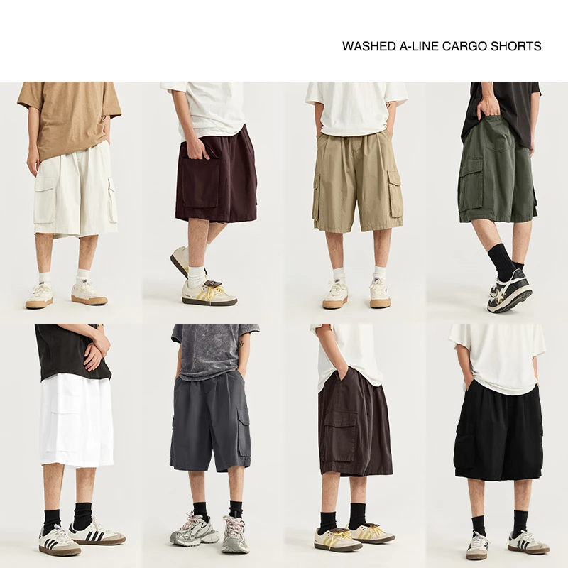 INFLATION Custom Garment Dye Men Designer Shorts Pocket Cargo Baggy Streetwear Shorts