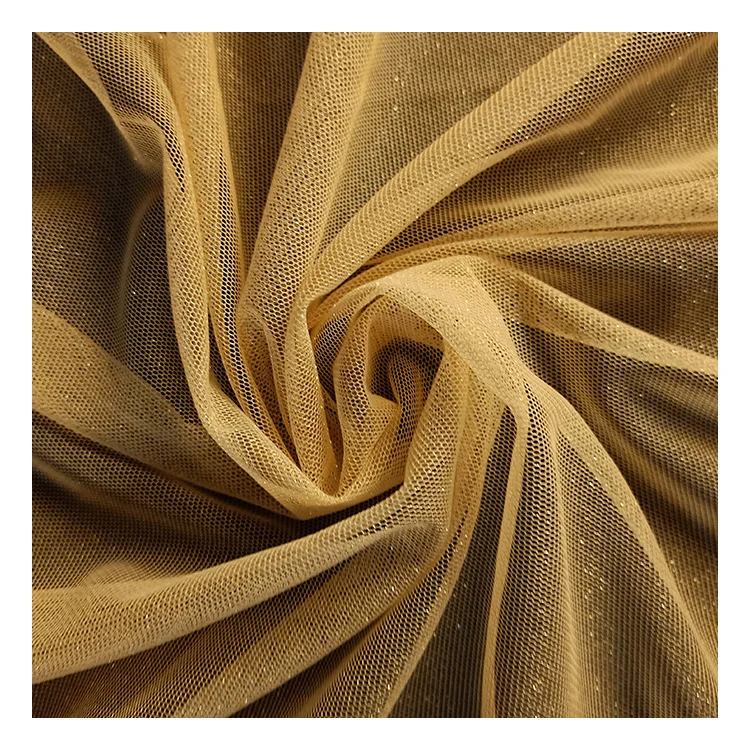 NewlyWay Wholesale High Quality Soft Tulle Anti-Static Gold Thread Nylon Net Tulle Mesh Fabric for Gowns Wedding Dress Tulle