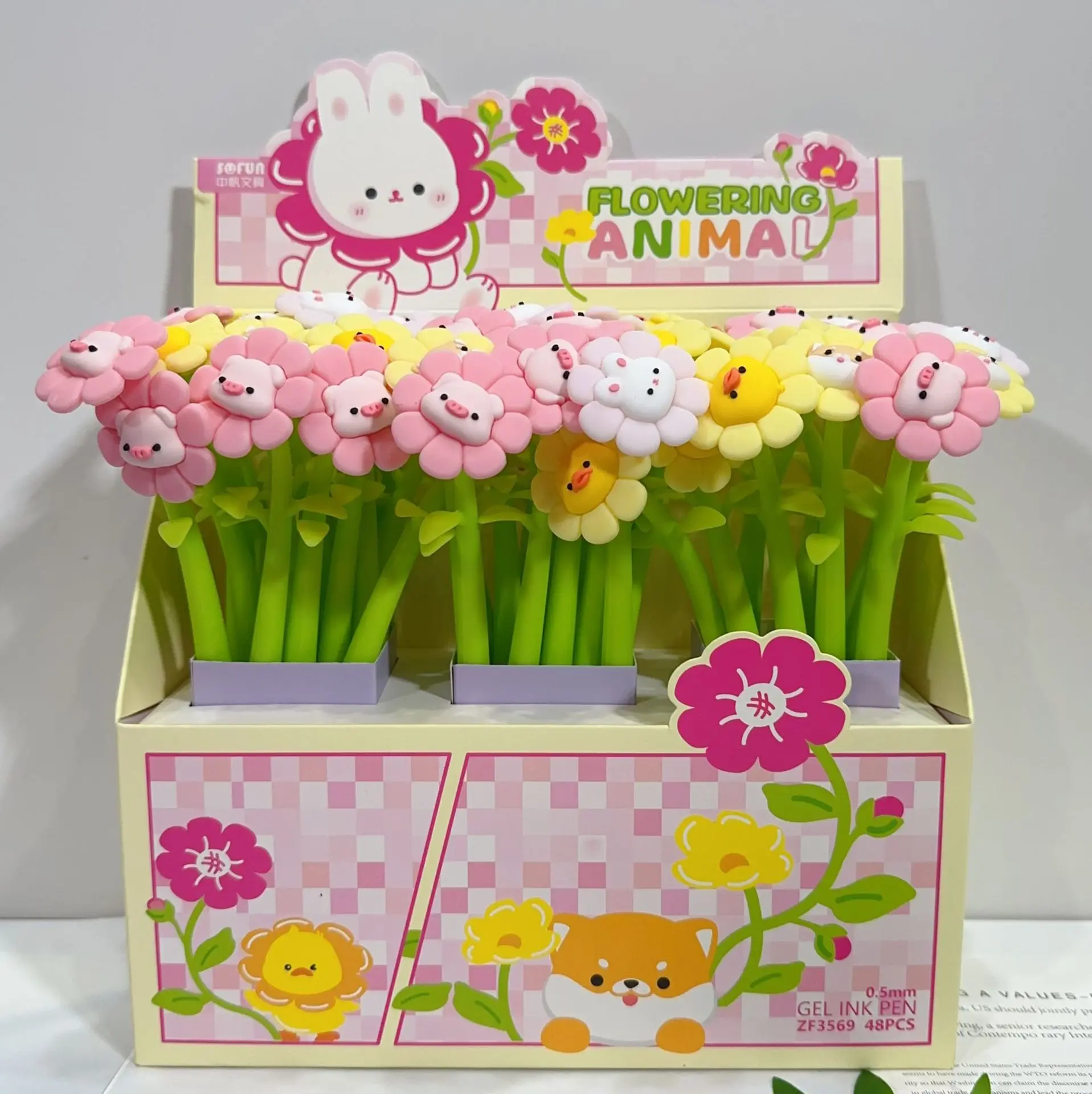 Kawaii Цветочные Гелевые Ручки силиконовые украшения ручки милые цветы животные гелевая ручка цветок топ шейкер с пользовательским логотипом