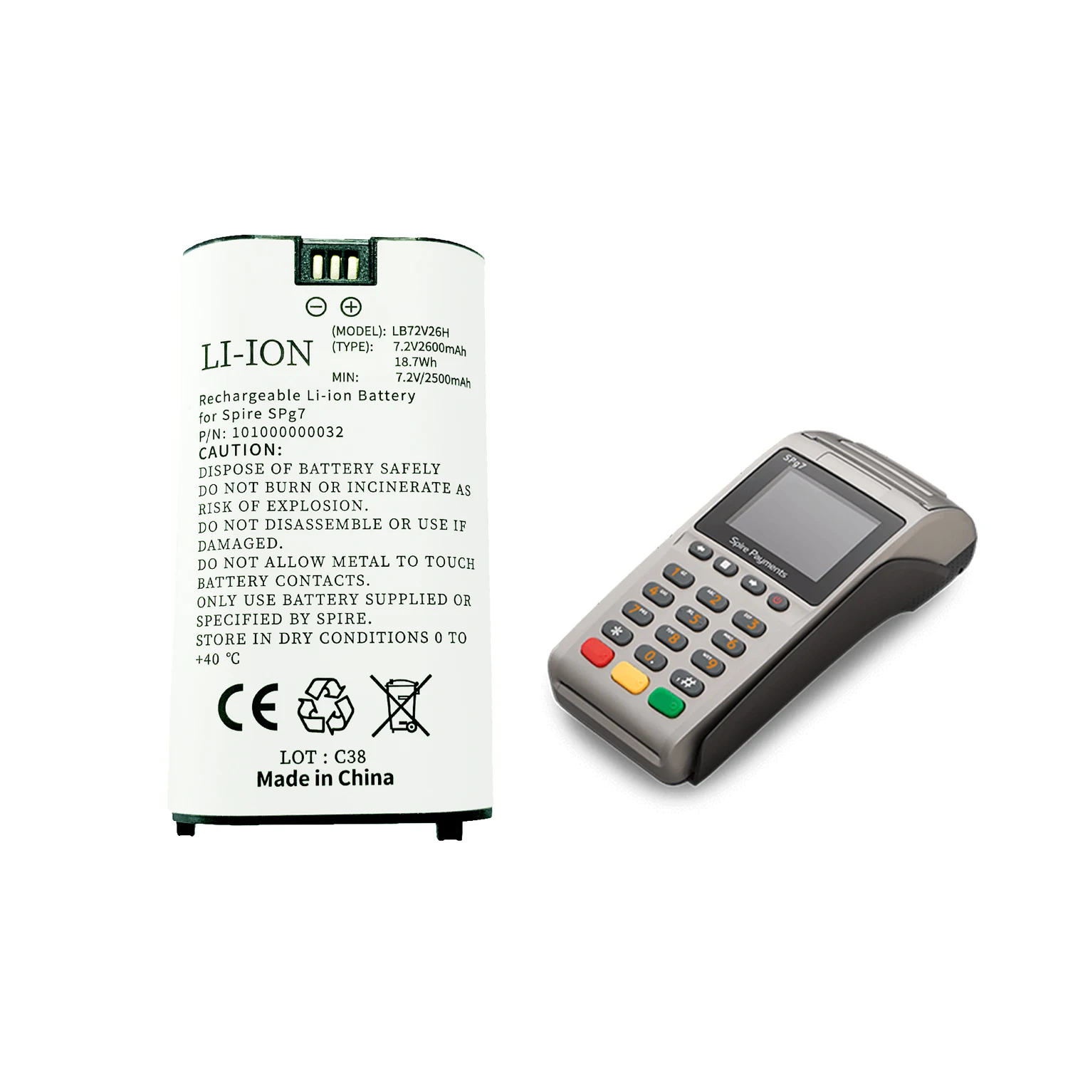 Pos Terminal Battery Replacement for Newland SP60 Spire SPG7 LB74V22H 7.2V 2200mAh