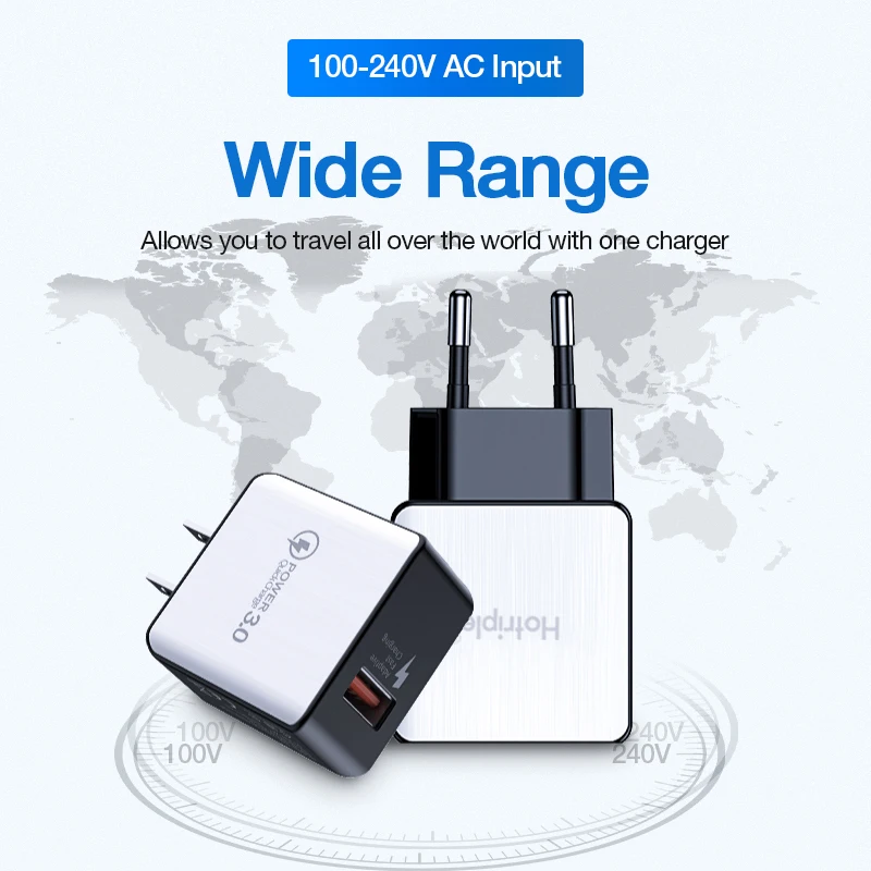 Hotriple быстрое зарядное устройство 18 Вт 3A QC 3 0 дорожный адаптер USB Сетевое для мобильного