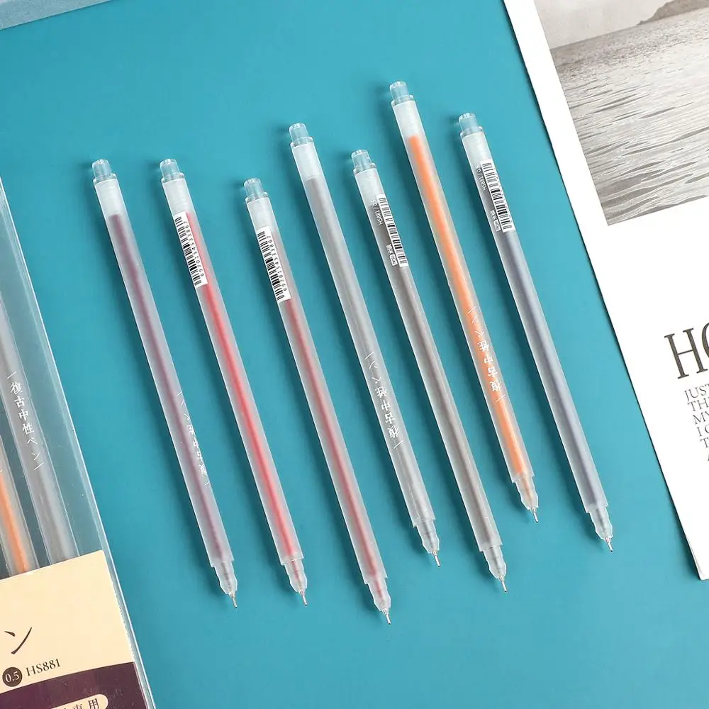 10pcs/set Creative Retro color gel pen Student Office personality gel ink pen Simple neutral pen kawaii School supplies